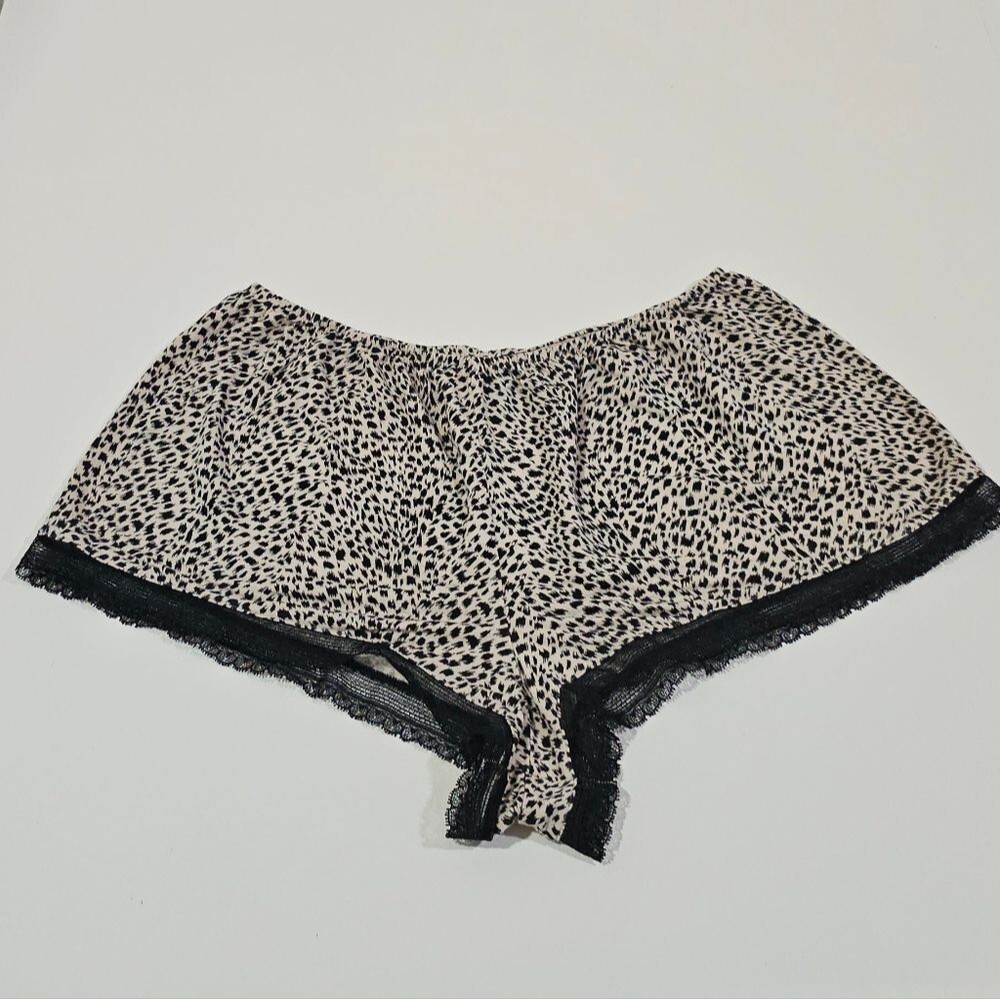 Victoria's Secret Animal Print Sleep Shorts with Black Lace Medium